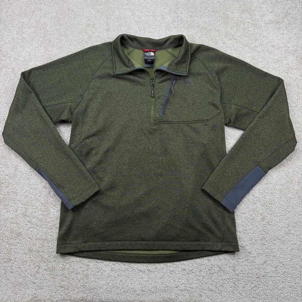 The North Face Mens Large 1/4 Zip Pullover Green A7L7 Fleece Sweater